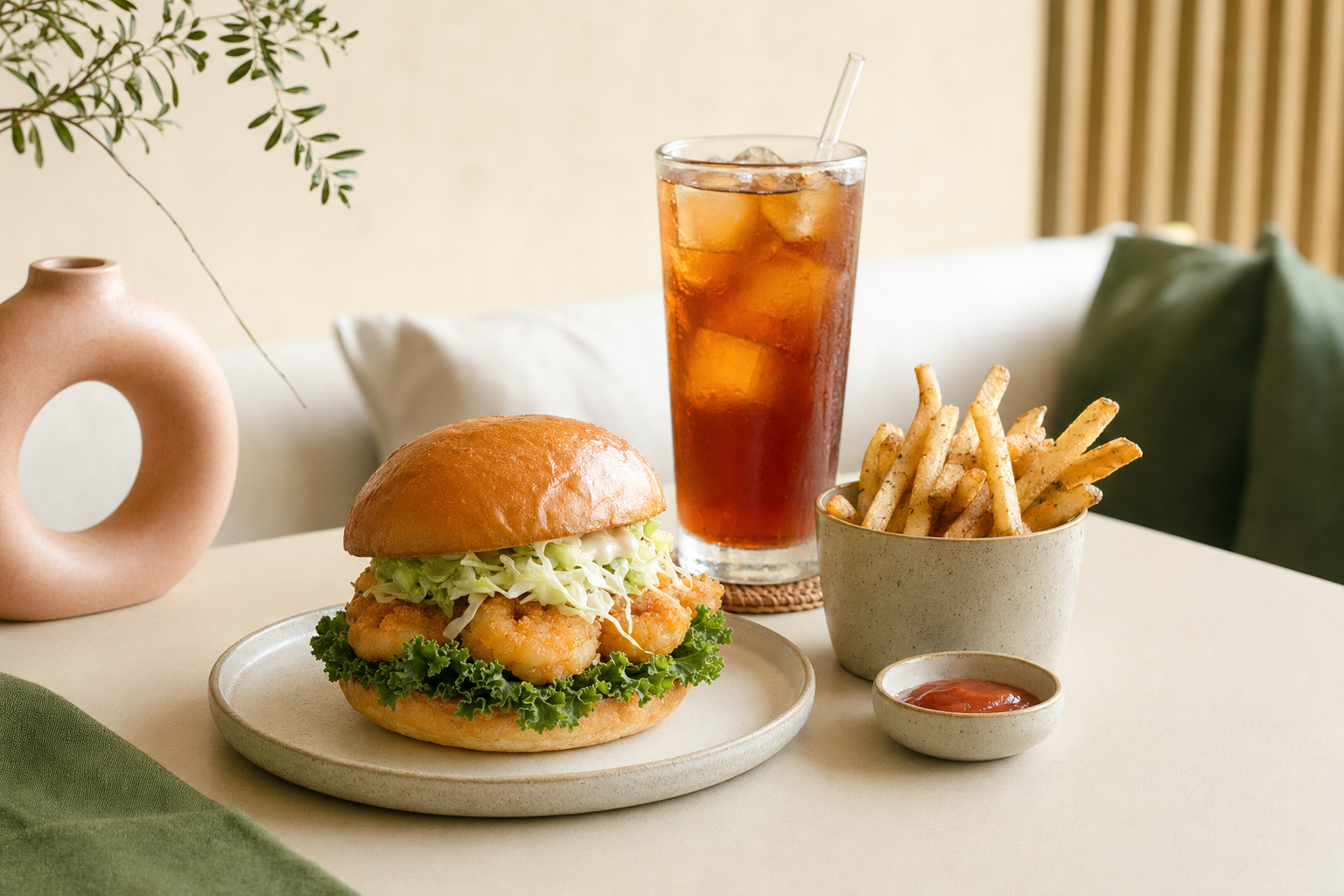 K-Shrimp Burger Combo at Oh! Cha